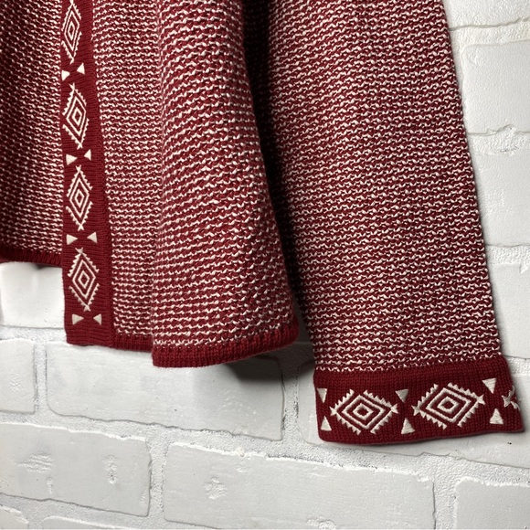 WoolOvers Women's Size Large Open Edge to Edge Embroidered Placket Cardigan Red - Picture 3 of 8